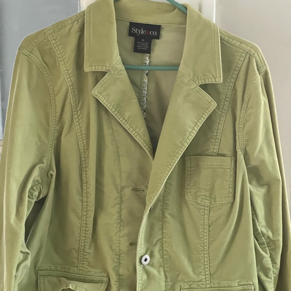 Style & CO, Light green, faux suede, jacket.